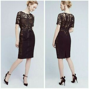 NWT Anthropologie beguile by Bryon Lars Black Lace Carissima Dress